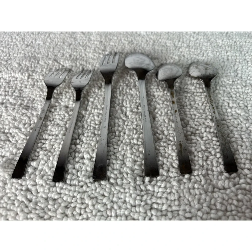 Robie Doric Glossy Stainless Steel Silver Flatware‎ Set 6pcs Forks & Spoons